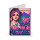 Girl & flowers spiral Notebook Journal 6 in x 8 in- Ruled Line