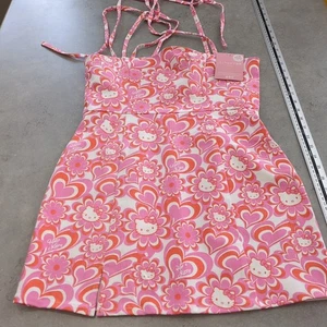 Skinny Dip Size 12 (10?) Hello Kitty Psychedelic Flower Mini Dress Tie Strap - Picture 1 of 11