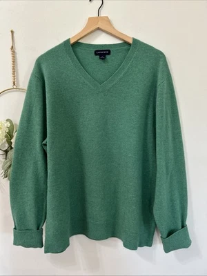 Suéter Lands End Cuello en V 100% Cachemira Clásico Verde Para Hombre Talla Grande (42-44) Foto 1 de 4