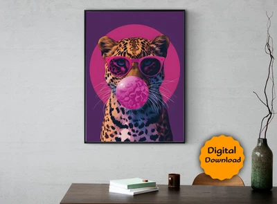 Imagem digital arte de parede lindo leopardo para sala de estar e cama A-13 - Imagem 1 de 4