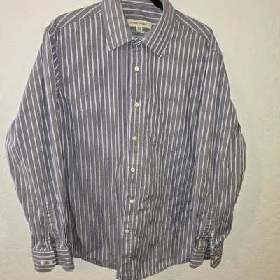Camisa de vestir Pronto Uomo calce moderno para hombre L grande púrpura a rayas manga larga Foto 1 de 4