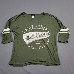 Joe Boxer Shirt Youth Girls S 3/4 Sleeve California West Coast Pullover Green - Picture 1 of 12