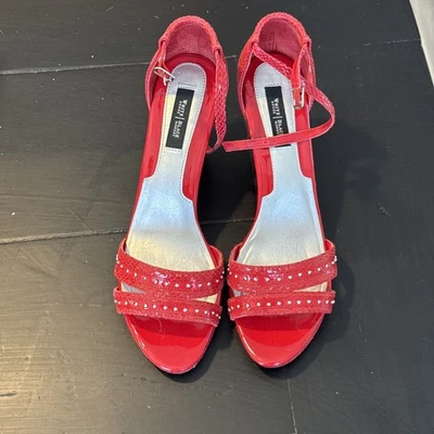 White House Black Market Red Leather Heels Size 9.5 - Image 1 of 4