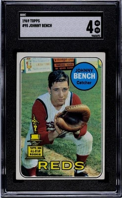 ❤️‍🔥❤️‍🔥1969 Topps — Johnny Bench Rookie Cup Reds HOF NO95 SGC 4 💥💥 - Изображение 1 из 2