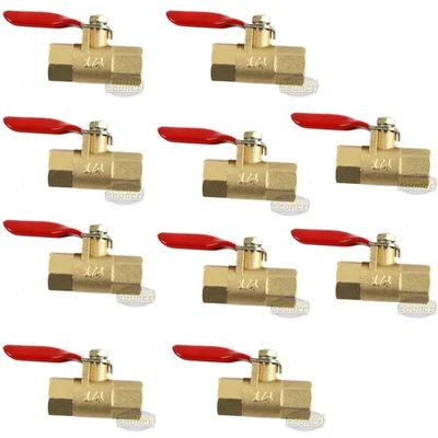 10 Pack 1/4" Female Female NPT Brass Ball Valve Moisture Air Tank Drain Shut Off - Image 1 of 4
