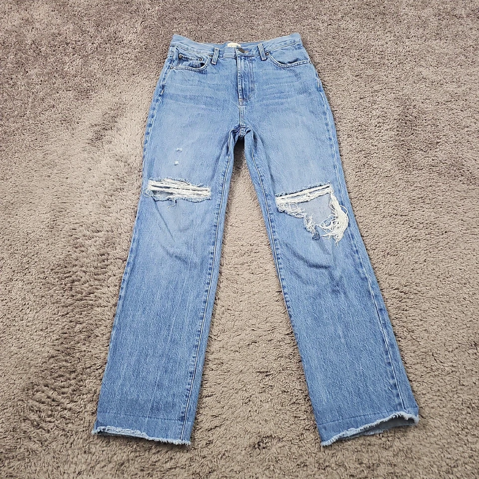 Alice Olivia Jeans Womens 29 High Rise Distressed Light Wash Denim USA 28x30 - Image 1 of 4