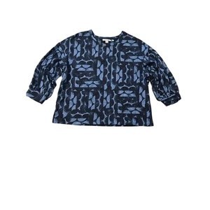 Chico's Women's M Blue Black Abstract Print 3/4 Sleeve Pullover Top Size 1 - Picture 1 of 8