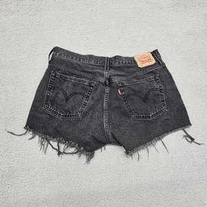 Levis Shorts Women's 31W Black 501 Button Fly Denim Jean Cutoff Shorts ~32" - Picture 1 of 24