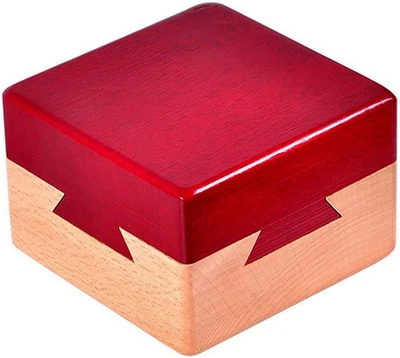 Impossible Dovetail Box 迷你 3D Brain Teaser 木制魔法抽屉 礼品 珠宝 — 第 1/4 张图片