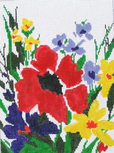 Wildflowers Hand Painted Needlepoint Canvas - Picture 1 of 1