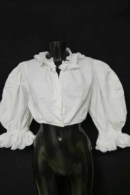 Gr.44 Dirndlbluse weiß Bluse für Dirndl Baumwolle mit Spitze Stickerei B11108 - Bild 1 von 4