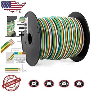 Durable 14 Gauge 100ft 4-Way Trailer Wire Harness, Multicolor, Weatherproof - Picture 1 of 10