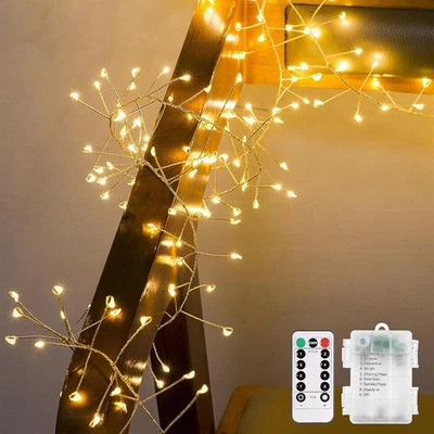 3m Remote Garland String Lights for Bedroom, 8 Mode 200 LED Cluster Light Batter - Image 1 of 4