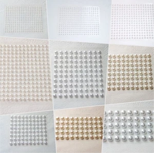 Flat Back Self Adhesive Stick on Pearls in Ivory or White 2mm 3mm 4mm 6mm, 10mm - Picture 1 of 26