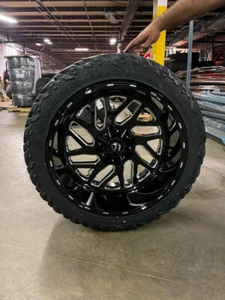 22x12 Fuel D581 Triton Black Wheels Rim 35" MT Tires 6x5.5 GMC Sierra 1500 Yukon - Picture 1 of 3