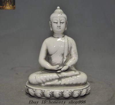 4" Tibet Temple Dehua old porcelain Sakyamuni Shakyamuni Tathagata Buddha Statue - Image 1 of 4