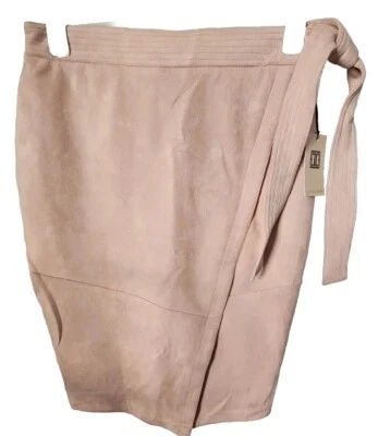 Sz 12 NWT Women Ivanka Trump Soft Pink Faux UltraSuede Skirt Asymmetrical $89 Rt - Image 1 of 4