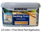Ronseal Perfect Finish Decking Stain Country Oak 2.5L +Deck Pad.