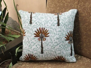 16x16" Indian Brown Palm Tree Cotton Quilted Decorative Pillow Cushion Covers US - Picture 1 of 6