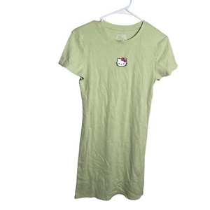 Hello Kitty Dress Girl's Large Green Short Sleeve Shift Crew Neck Logo Sanrio - Picture 1 of 8