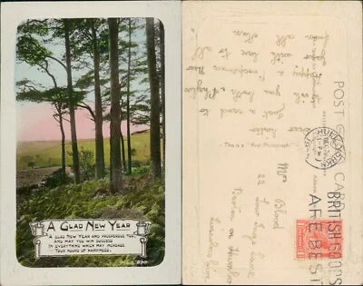 Glad New Year W&K Wildt & Kray 530 Real Photo RP GB 1925 Cancel  - Image 1 of 2