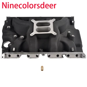 Colector de admisión Ford FE 390 406 410 427 428 aluminio doble plano negro - Imagen 1 de 9