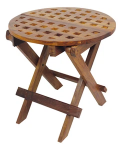 Mesa Plegable Mueble Marítimo Madera H=49cm Ø=50cm Sea4You Decoración Marítima - Imagen 1 de 1