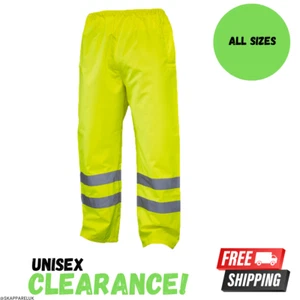 HI Vis Visibility Yellow Waterproof Safety Over Trouser Pants unisex CLEARANCE - Picture 1 of 1