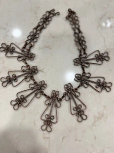 COLLAR FILIGRANA COOPER DECLARACIÓN MODERNISTA VINTAGE CON GANCHOS 14" - Imagen 1 de 4