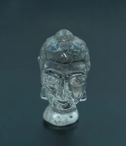 Clear Quartz Natural Crystal Buddha Face Head Statue hand Carved Meditation - Picture 1 of 3