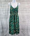 Modcloth Womens Inspired Anytime Sleeveless Dress Sz XL Green Black Floral