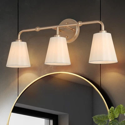 Bathroom Light Fixtures, 3-Light Gold Vanity Lights Over Mirror 23" Bathroom ... - Image 1 of 4