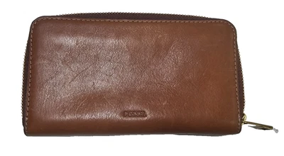 FOSSIL PURSE BROWN COW HIDE LEATHER WOMENS - Image 1 of 4