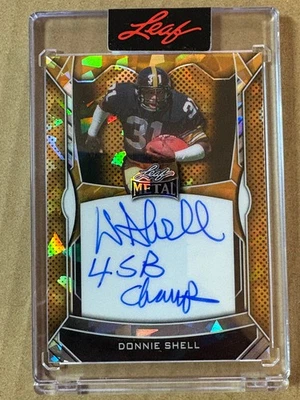 Donnie Shell 2025 Leaf Metal Autograph 4 SB Champ Inscribed 1/1 Ice Steelers - Image 1 of 2