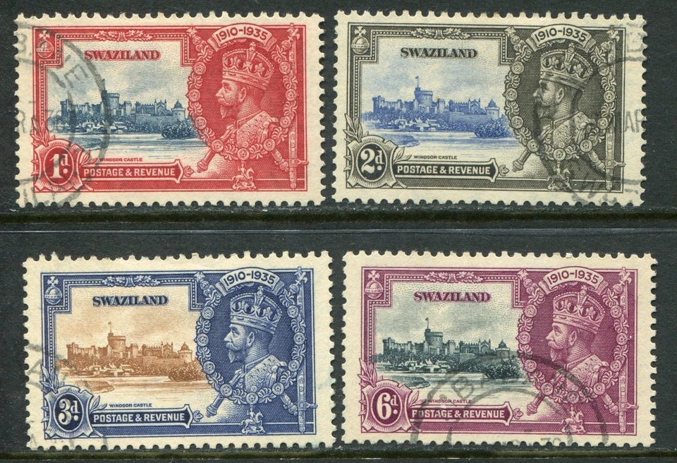 Swazilandia 1935 Silver Jubilee 1d-6d SG 21-24 usado (cat. £28) 'B' Foto 1 de 1