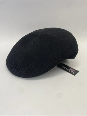 Kangol Мужская тропик 504 Ventair Newboy крышка шляпа - радио классический большой - черный новый с Ярлыками - Изображение 1 из 4