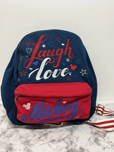 Disney Parks Fabric Backpack Patriotic Summer Tote Laugh Love Mickey Mouse - Picture 1 of 10