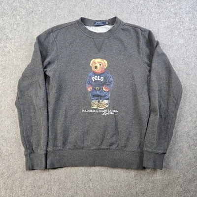 Polo Ralph Lauren Polo Bear Sudadera Para Hombres Pequeña Gris Preppy Cuello Redondo Gráfico Foto 1 de 4