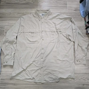 Columbia PFG Button Up Shirt 2XL Tan Mesh Fishing Vented Boat Outdoors Mens - Picture 1 of 10
