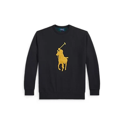 NUEVO CON ETIQUETAS Para hombres 3XB Polo Ralph Lauren Polar Big Pony Sudadera Grande y Alto Negro Dorado Foto 1 de 4