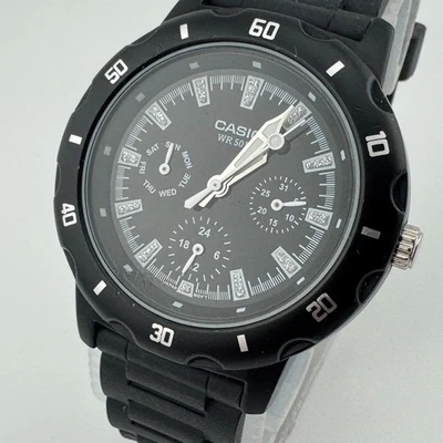 CASIO Quartz Watch LTP-1328 Unisex Black Aluminum Day Date Analog New Battery - Image 1 of 4