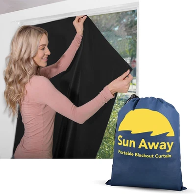 SUN AWAY Cortina Opaca Portátil con 51"W x 66"L (Pack de 1), Negra  Foto 1 de 4