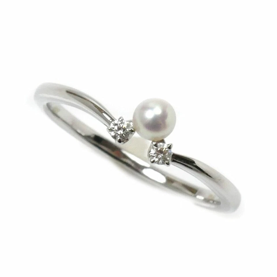 MIKIMOTO K18WG White Gold Ring & Akoya Pearl About 3.3mm Diamond Used KOER-0 - Image 1 of 4