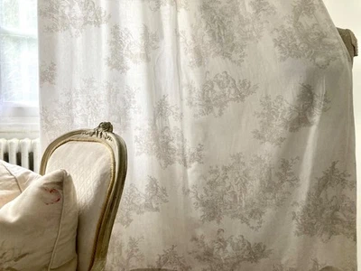 Vintage Pair of Laura Ashley Curtains ~ French Toile de Jouy shabby Cottage chic - Image 1 of 4