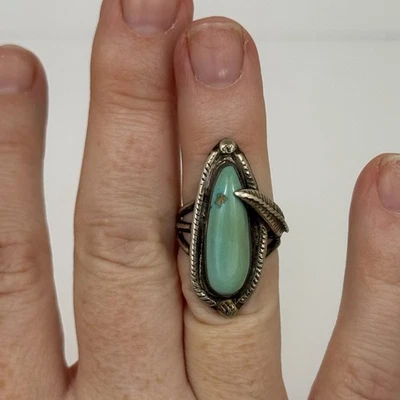Vintage Native American 925 Sterling Silver Turquoise Ring, Size 5.5 - Image 1 of 4