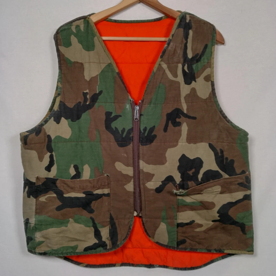 Chaleco de Caza Vintage Grande Reversible Bosque Camuflaje Seguridad Naranja Foto 1 de 4