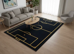 Soccer Pitch Modern Hand tufted Rug, Vintage rugs, Abstract Design Woolen Rug - Picture 1 of 8