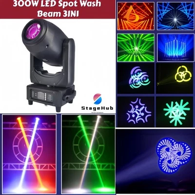 300W LED Beam Pattern BSW 3-in-1 DMX512 Moving Head LED Zoom Spot Wash DJ Light - Image 1 of 4