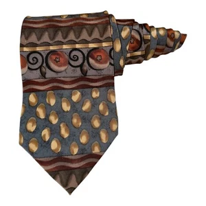 Jerry Garcia Herren Krawatte Erdtöne mit blau & orange Seide Vintage Länge: 58" - Bild 1 von 5