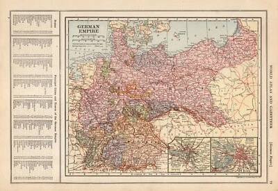 1917 Antique Germany Map Prussia Bavaria German Empire Map Wall Decor #1992 - Image 1 of 4